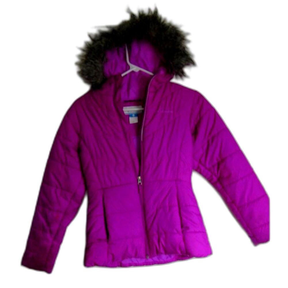 Columbia Girls winter hooded ski snow coat jacket Med 10/12 Purple Fushia